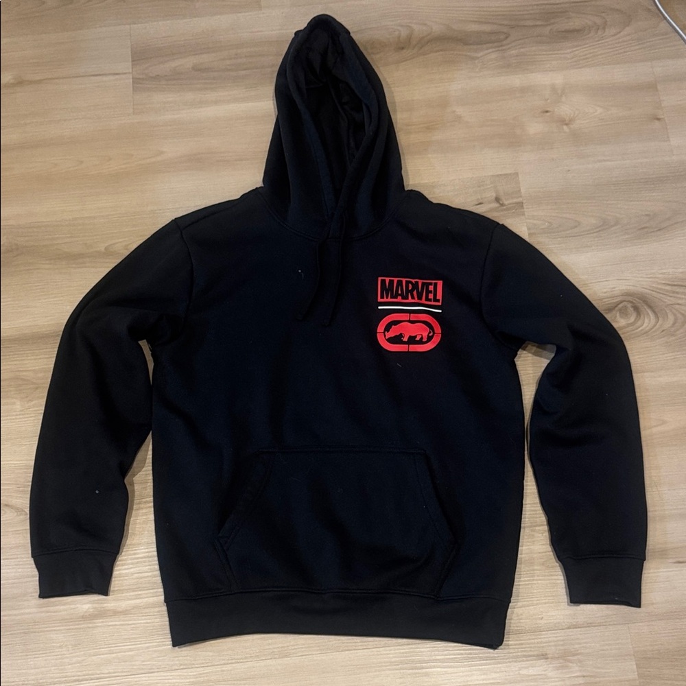 Limited Ed. EckoXMarvel collab Men’s Med Black Hoodie Spider-man back graphic